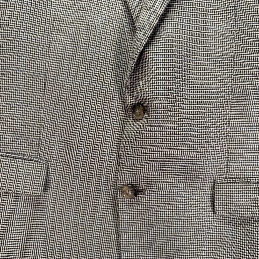 Lauren Ralph Lauren Blazer Mens 42R Two Button Houndstooth Wool Academia Gray